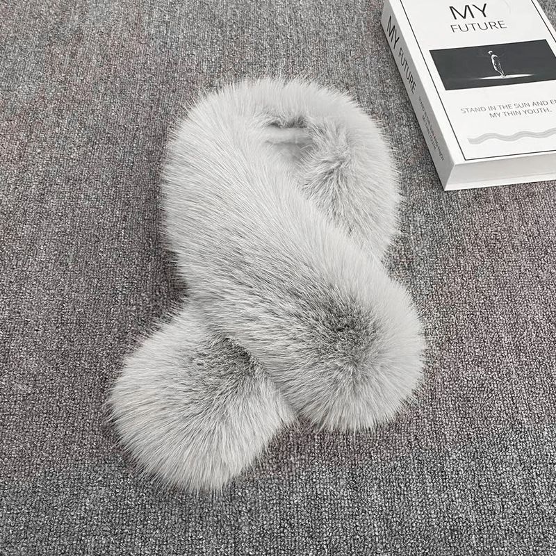 Sciarpa di volpe stile Zhang Yuanying, scaldacollo per donna, autunno inverno, collo di pelliccia caldo e spesso a doppia faccia, universale_voghion.com