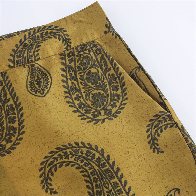 Elegante completo da donna in raso con stampa - Top a maniche lunghe e pantaloni - Motivo geometrico - Comodo misto poliestere - Moda autunnale_voghion.com