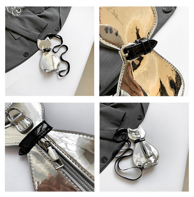 Klein niche ontwerp 2024 nieuwe mini vrouwen creatieve kat schouder lakleer glanzend oppervlak crossbody tas trend_voghion.com