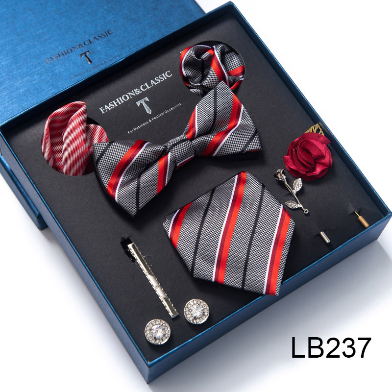 Gravata masculina lenço quadrado conjunto de caixa de presente de 8 peças namorado gravata presente transfronteiriça venda quente_voghion.com