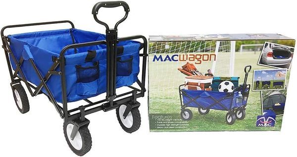 Heavy Duty Steel Frame Collapsible Folding 150 Pound Capacity Outdoor Camping Garden Utility Wagon Yard Cart, Blue_voghion.com