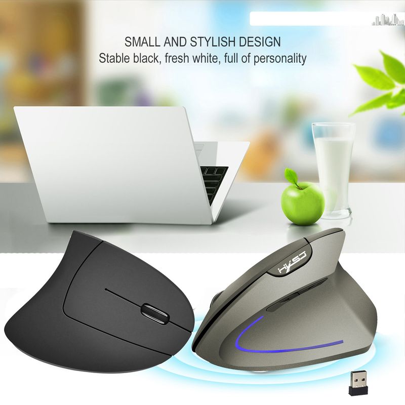 HXSJ Ergonomic Vertical Mouse With 2.4GHz Wireless, 2400DPI Adjustable, 6-Button Design, Comfort Fit For PC/Laptop_voghion.com