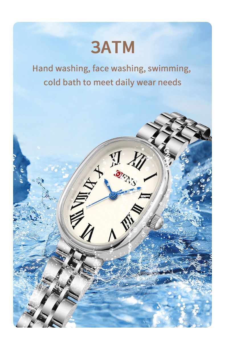 Elegante orologio da donna con numeri romani, movimento al quarzo resistente all'acqua, cinturino in acciaio inossidabile, quadrante ovale, design retrò minimalista_voghion.com