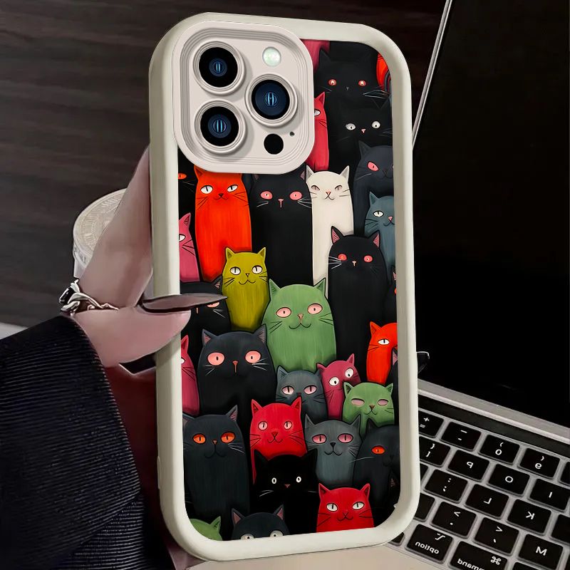 Funda de teléfono divertida con diseño de gato del infierno y terror para iPhone 16, 15, 14, 13, 12, 11 Pro Max, X, XS, X, S Max, XR, SE 2020, 7, 8 Plus, a prueba de golpes, de silicona_voghion.com