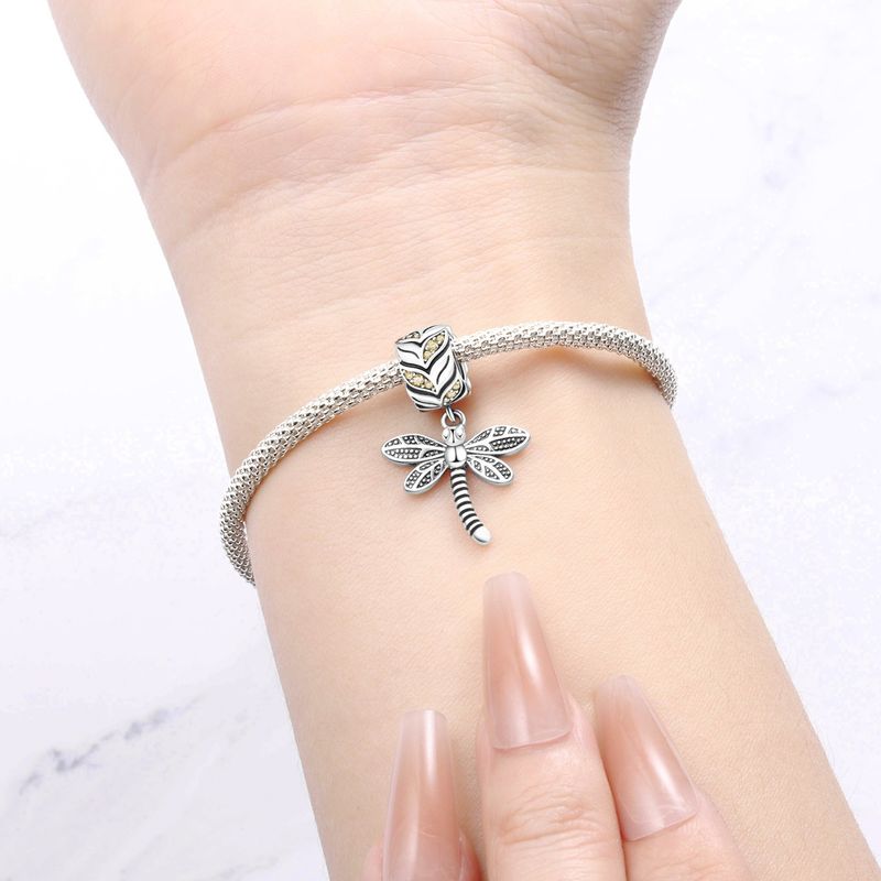 Women's Jewelry Insect Dragonfly Butterfly Firefly Charm Pendant Beads Jewelry With Bracelet Pieces White Copper Plated Silver_voghion.com