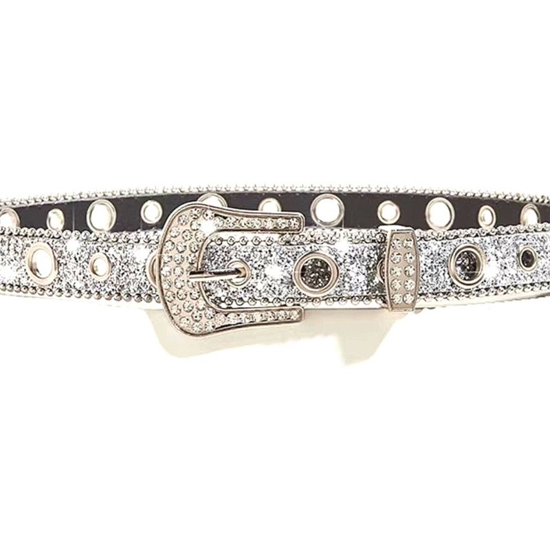 HOT Delicate Adjustable Buckle Woman Haruku Full Sequins Waist Belts Cowgirl Y2k Girls Belt for Jeans Men Y1UA_voghion.com