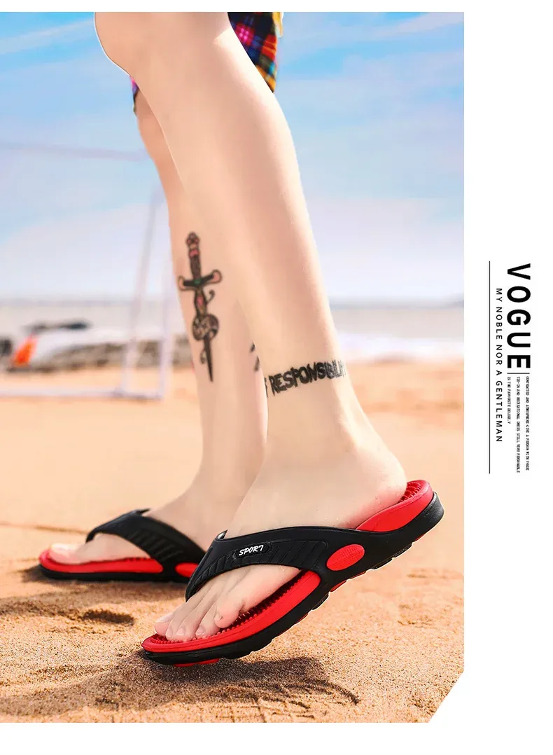 Massage-Flip-Flops für Herren, atmungsaktive Sommer-Strandschuhe, Sandalen für Herren, luxuriöse Flip-Flops, atmungsaktiv, Übergröße, Herren-Hausschuhe, Größe 46_voghion.com