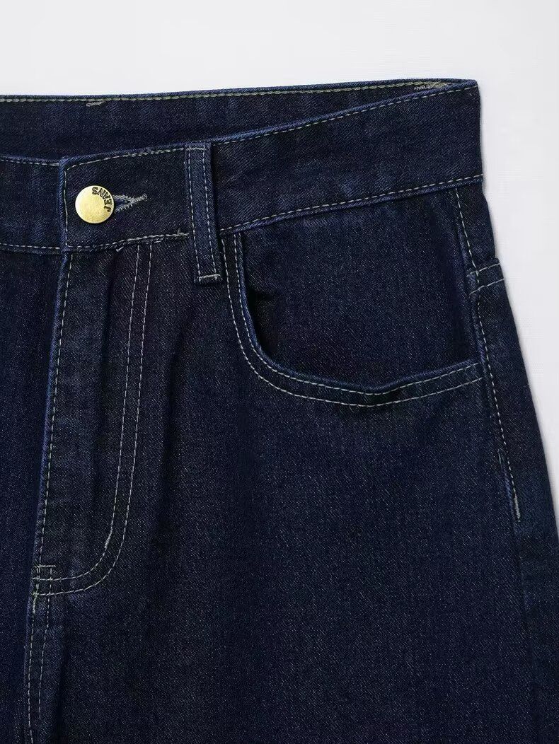 Abbigliamento da donna, cintura, giacca con risvolto, pantaloni a gamba larga in denim_voghion.com
