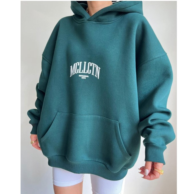 Kadın Günlük Moda Harf Baskılı Joker Üst Uzun Kollu Kapüşonlu Kadın Sweatshirt_voghion.com