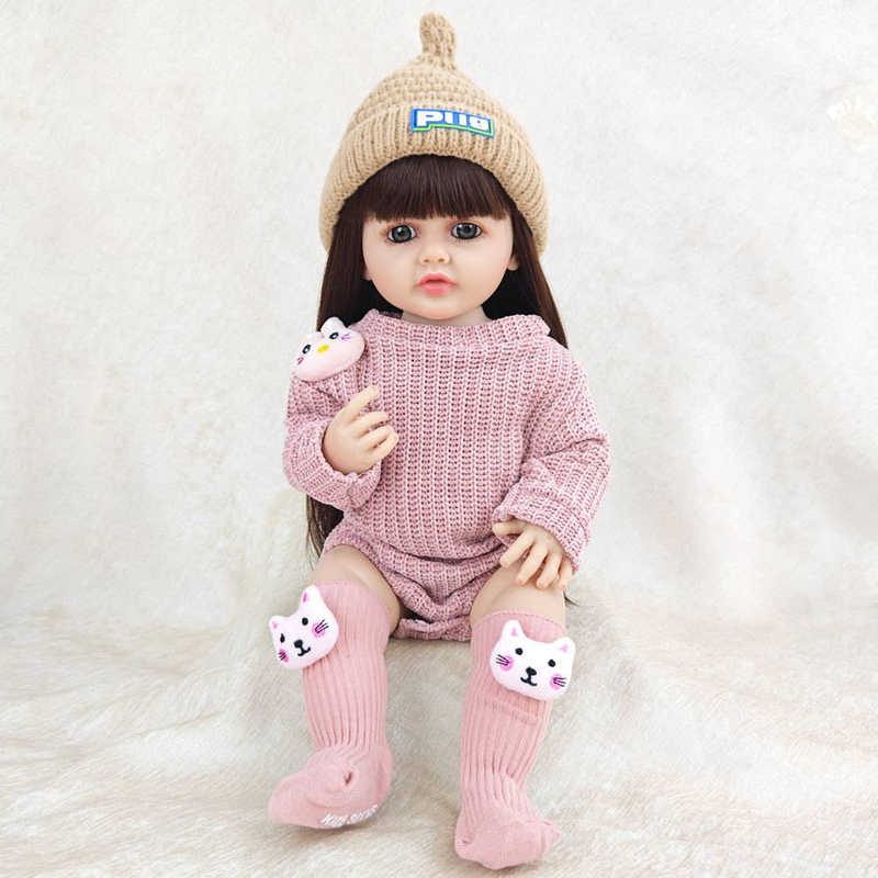 55 cm Wiedergeburtspuppe Baby Weiches Plastik Mädchen Spielzeug Prinzessin Geschenk Wechselbare, Badespielzeug Begleiterpuppe_voghion.com