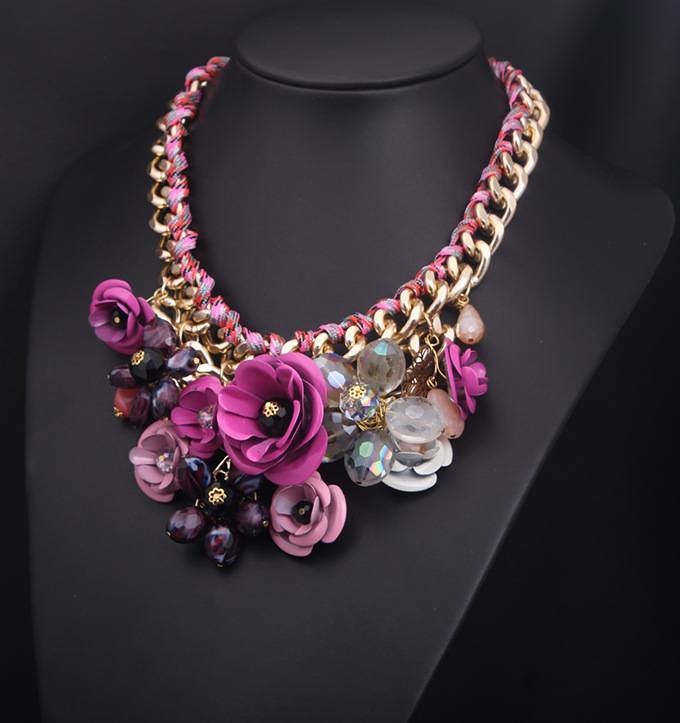 Collana con ciondolo gioiello a forma di fiore colorato esplosivo, in cordoncino di cotone, intrecciata, corta, clavicola, esagerata, accessori da donna_voghion.com