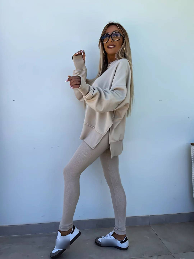 Abbigliamento da donna Autunno e inverno Tinta unita Maglione a maniche lunghe Giacca casual Tuta sportiva_voghion.com