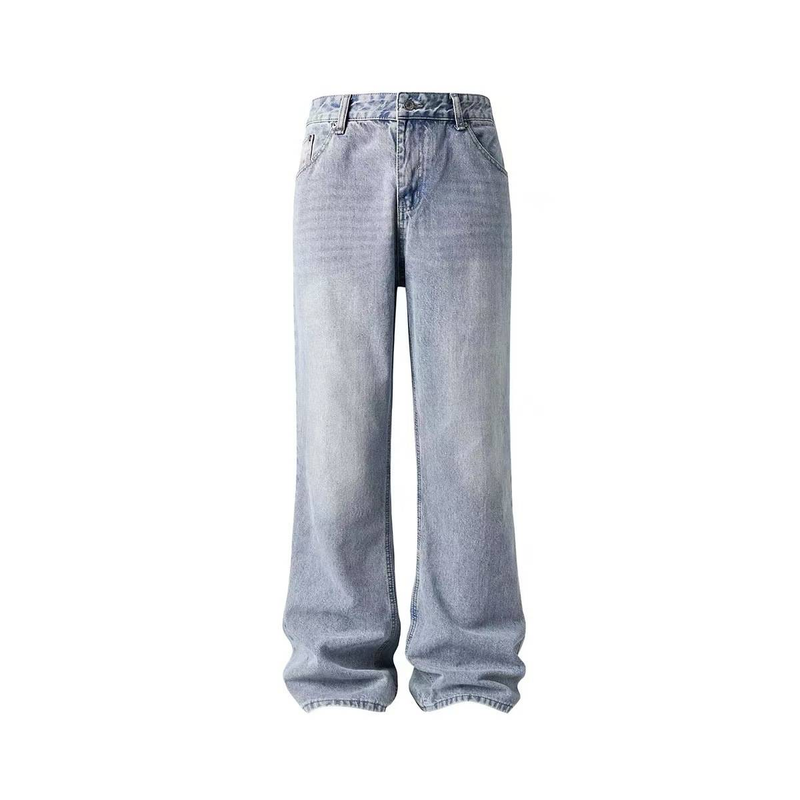 Herrkläder Svart Blå Grå Tvättade Retro Old Bootcut Scimitar Retro Slim Jeansbyxor_voghion.com