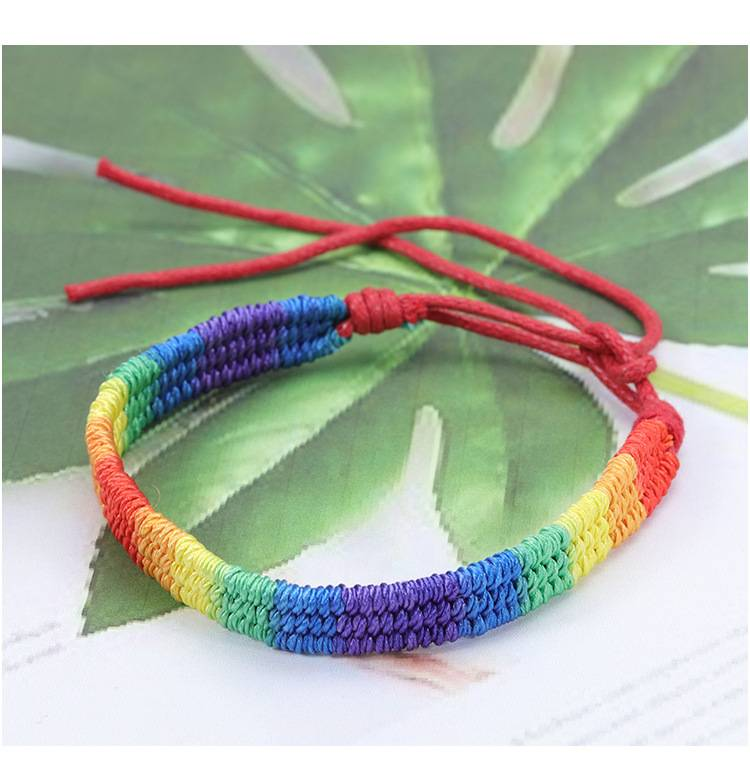 Rainbow LGBT Pride Bracelet Adjustable Handwoven Band · Bisexual Pride Month Gift · Unisex Friendship Bracelet Bulk_voghion.com
