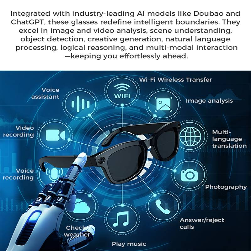 1 New AI Smart Glasses With Real-time Translation: 1080P+163Lang AI Trans+4K Recording+wireless Calling | Suitable For Outdoor And Sports Cameras_voghion.com