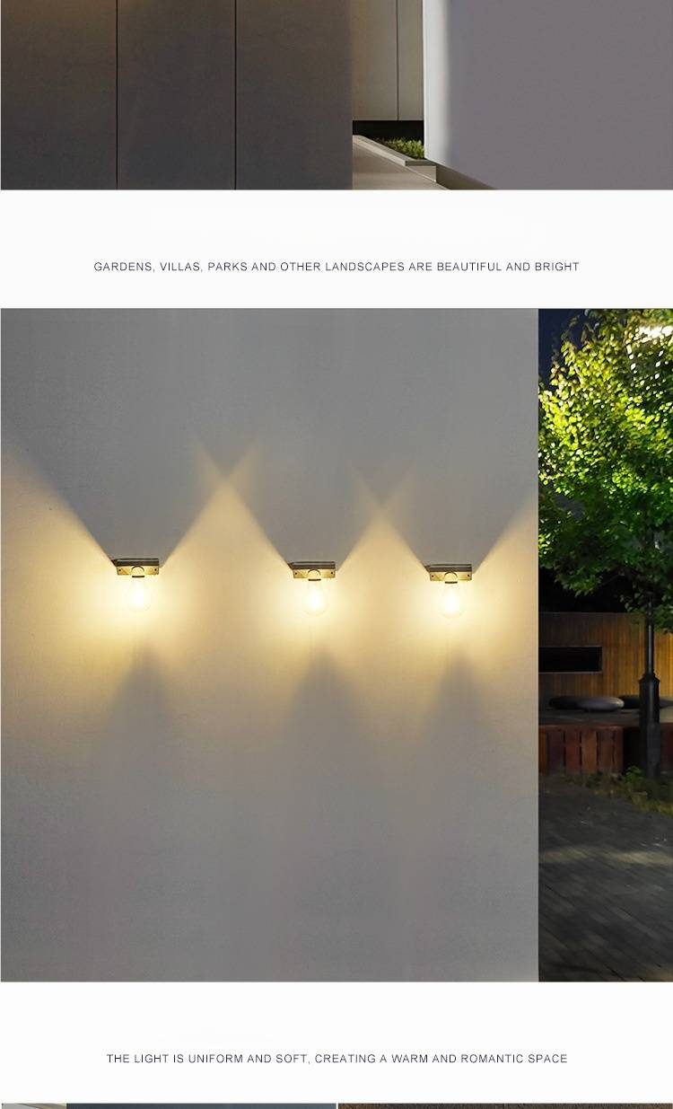 Wandlamp met bewegingssensor op zonne-energie, waterdichte LED-lamp voor buiten met automatische aan/uit-functie, energiebesparende tuinverlichting voor terras, tuin en pad_voghion.com