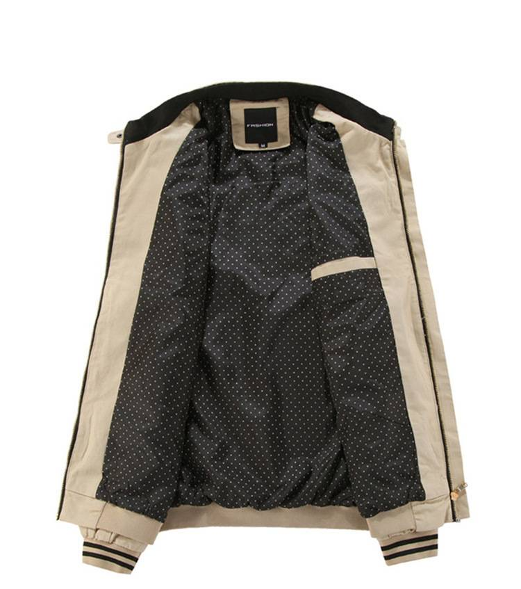 Men's Slim Fit Cotton Jacket For Outdoor & Casual Wear - Lightweight Breathable Zippered Stand Collar Windbreaker_voghion.com