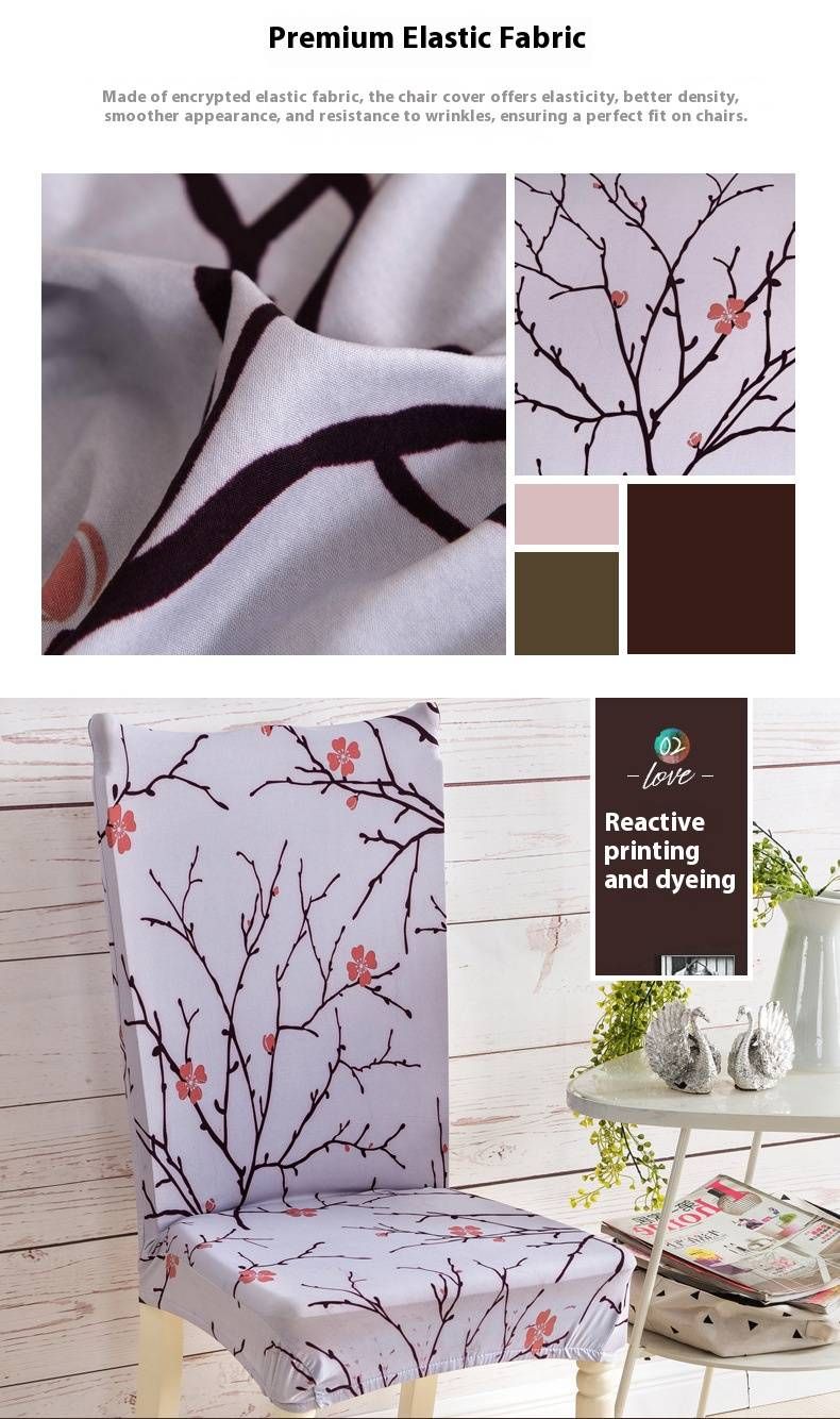 Premium Polyester Elastic Chair Covers Set (92% Polyester) - Stretchable Jacquard Dining Seat & Back Covers For Home/Hotel (4-Piece, Anti-Slip)_voghion.com