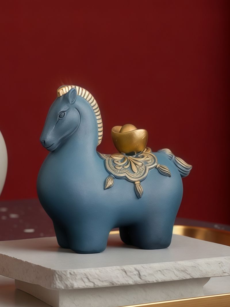 1 Piece Chinese-Style Classic War Horse-Shaped Resin Ornament_voghion.com
