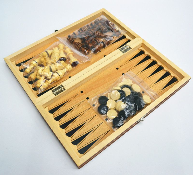 Holz Magnet Schach 3-in-1 Set Tragbare Faltbare Puzzle Wettbewerb Brettspiel Spielzeug_voghion.com