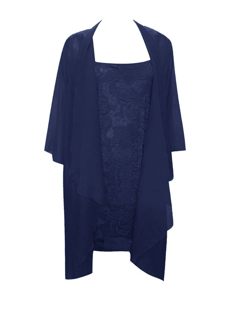 European and American large size lace two-piece elegant party dress including cardigan_voghion.com