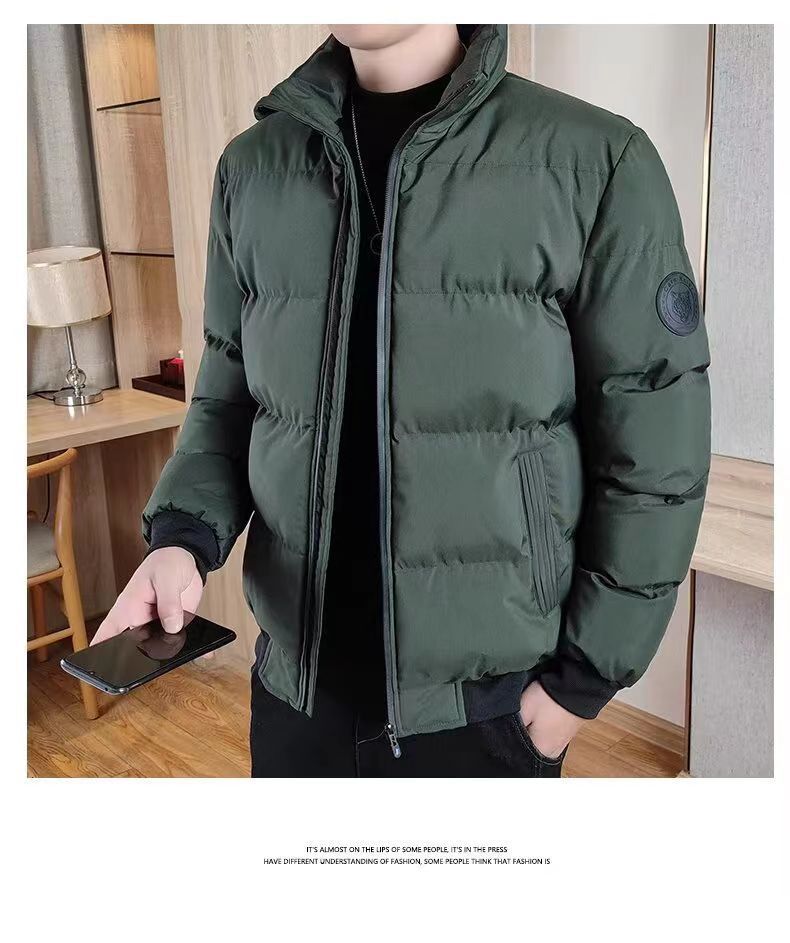 Giacca imbottita da uomo con emblema della tigre - Cappotto invernale con collo alto e imbottitura in poliestere spesso, capospalla slim fit con cerniera per il freddo_voghion.com