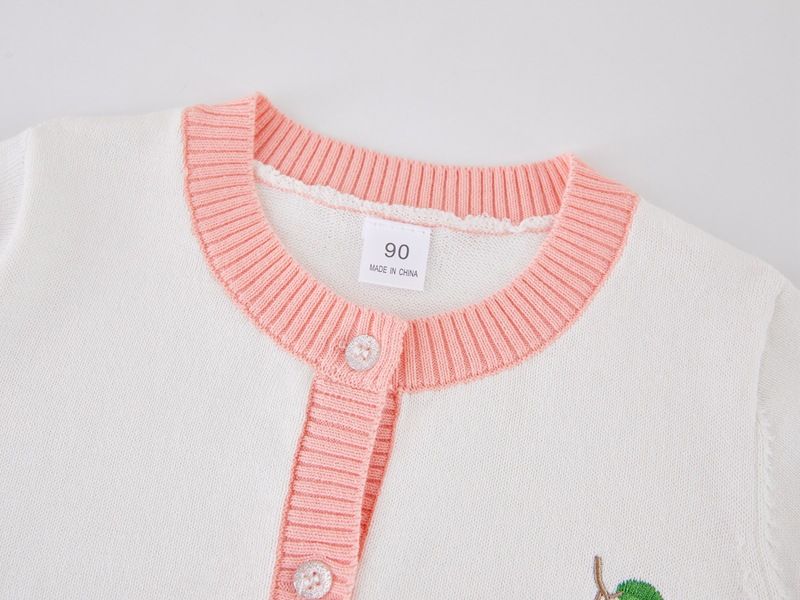 Cardigan in maglia ricamato per mamma e bambini, per bambine, in morbido cotone, a maniche lunghe, aperto sul davanti, per bambini piccoli (90-140 cm, bianco)_voghion.com