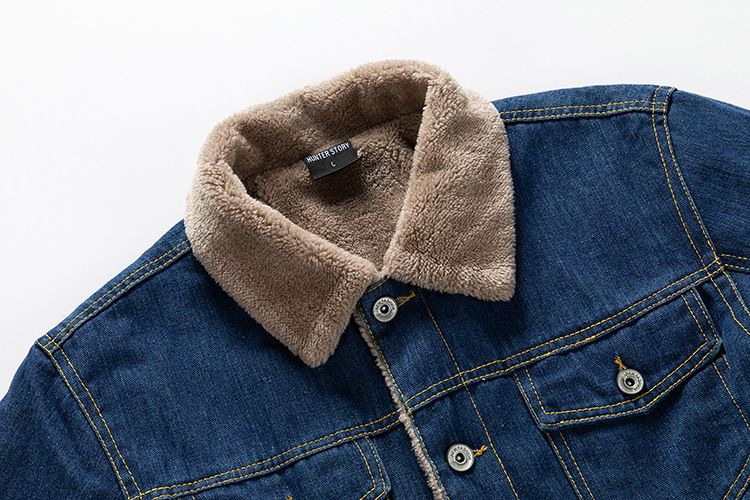 Giacca in denim stile europeo americano transfrontaliero ActiveGo ActiveGo con fodera in pile, ispessita, taglie forti, abbigliamento da uomo per l'esportazione,_voghion.com