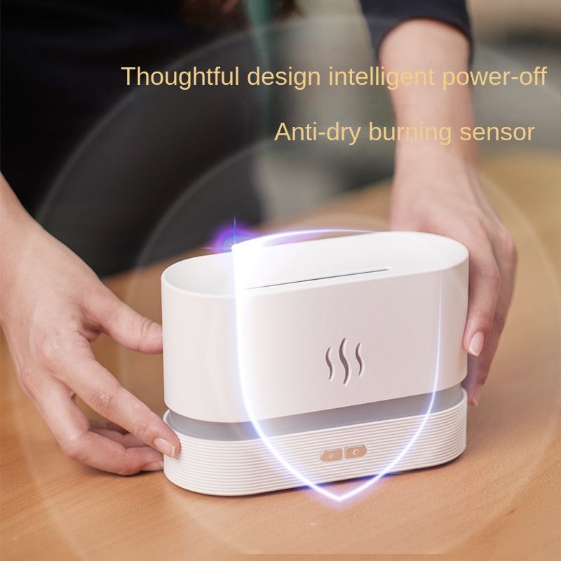 Diffusore di aromi USB con fiamma, umidificazione a onde sonore, luce notturna che cambia colore e spegnimento automatico per casa/ufficio_voghion.com