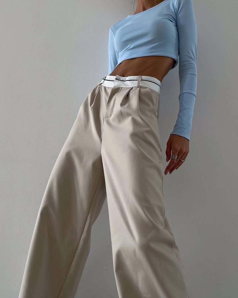 Spring New Solid Color Fashionable Slim Casual Trousers Niche Design Floor Length Suit Pants_voghion.com