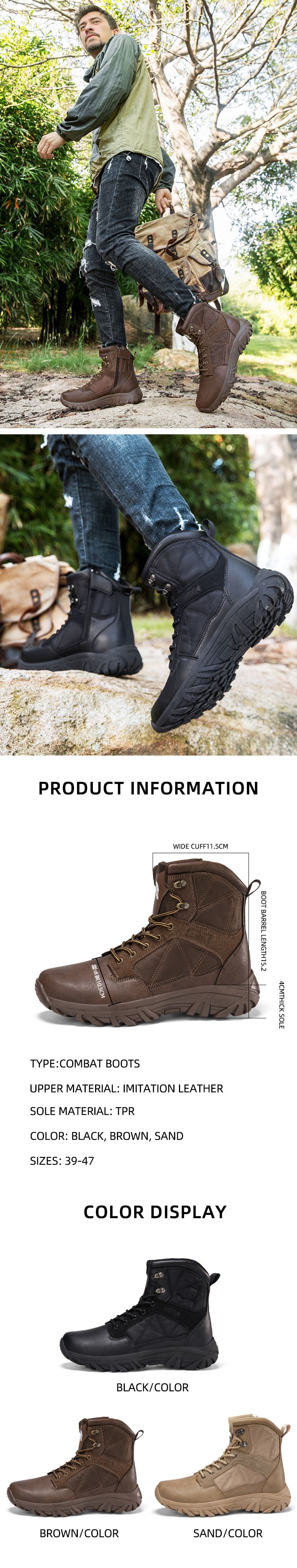 Große Größe Outdoor Feld Kampf Training Wandern Militärstiefel 39-47_voghion.com