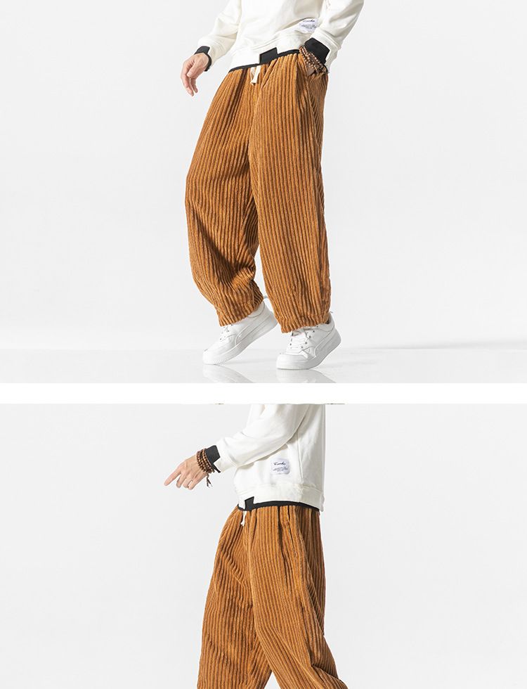 Herenkleding Herfst Chinese Stijl Heren Losse Corduroy Harem Broek Grote Maat Trendy Casual Rechte Broeken Heren_voghion.com