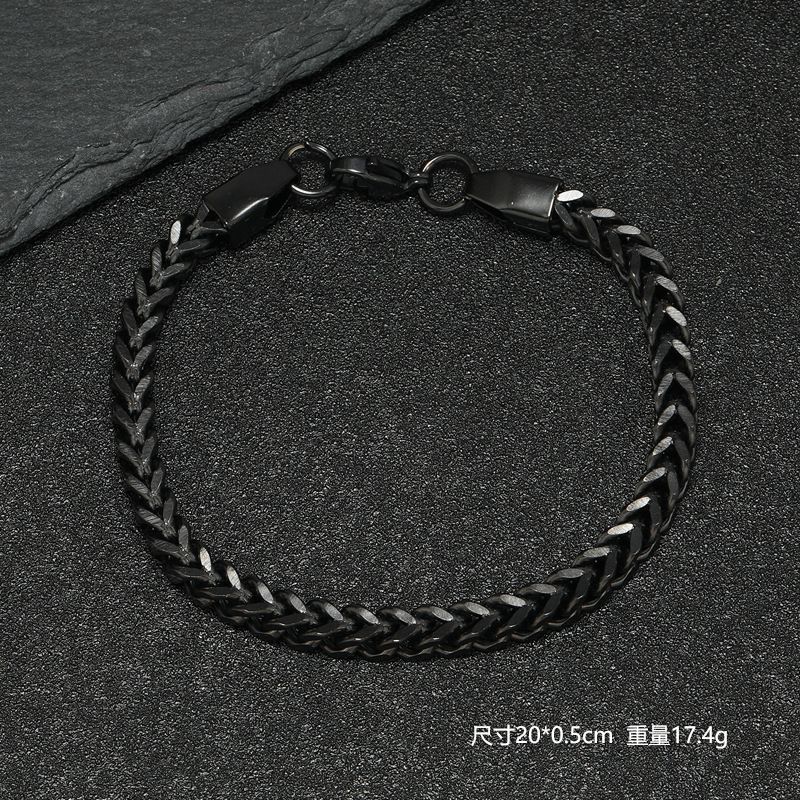 Bracciale da uomo in acciaio inossidabile con catena cubana in titanio con chiusura a moschettone, stile hip hop, nero_voghion.com