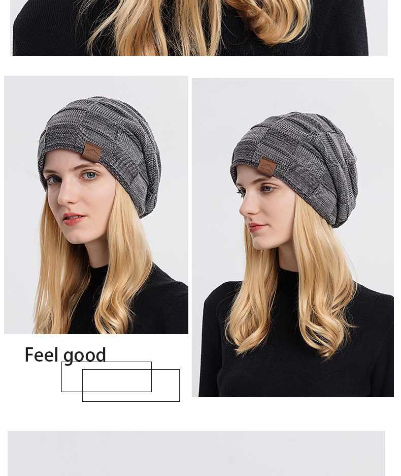 9875 Autumn/Winter Plush Mixed Color Versatile Woolen Knitted for Warm Fashion Pullover Winter Women's Hat_voghion.com