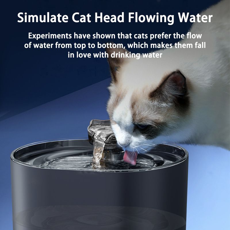 Fontaine à eau pour chats et chiens avec recirculation automatique et filtration, distributeur d'eau électrique USB silencieux, pompe à eau en forme d'oreille de chat._voghion.com