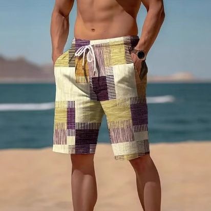 Unbeatable Quality Unbeatable Quality New Summer Breathable Hawaiian Beach Pants 3D Printed Checkered Pattern Men's Shorts_voghion.com
