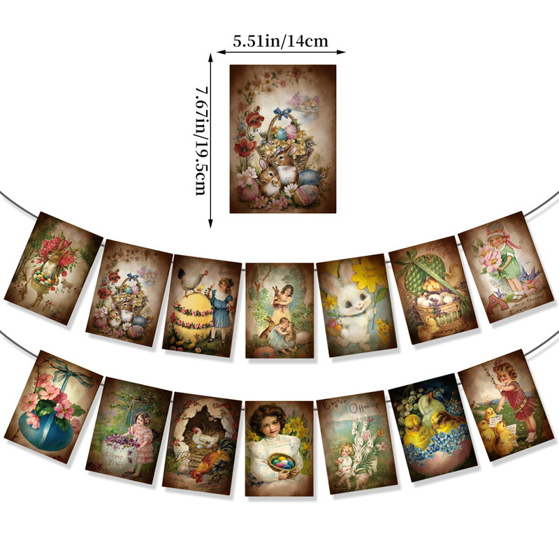 Easter party decoration fireplace hanging flag Victorian style bunny egg banner pull flag wholesale customization_voghion.com