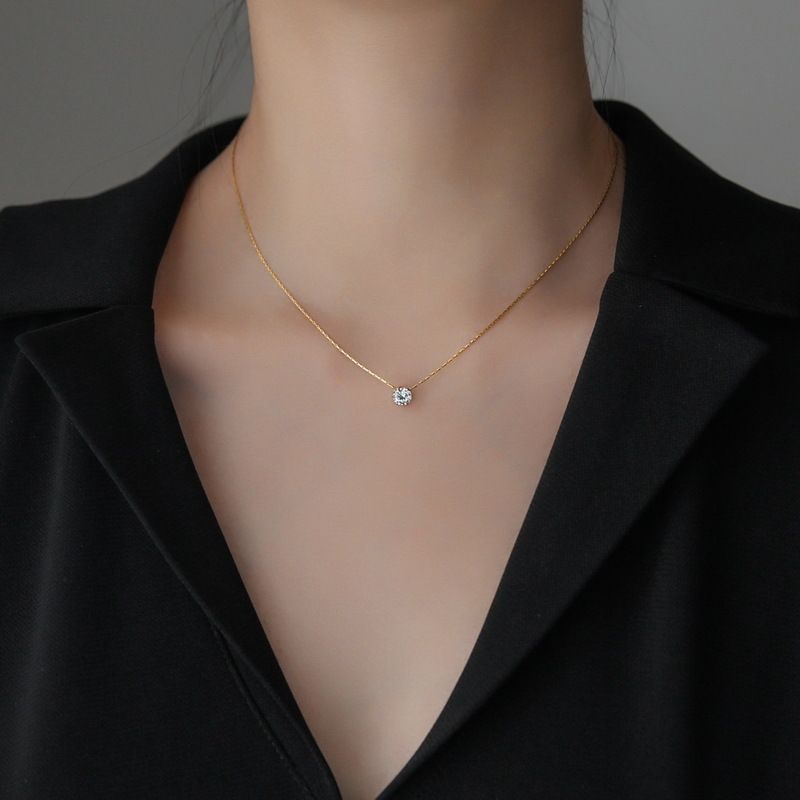 Collana con ciondolo a 6 griffe in diamanti con design Sense Gold Advanced, per donna, con catena estiva per clavicola, piccola e lussuosa._voghion.com