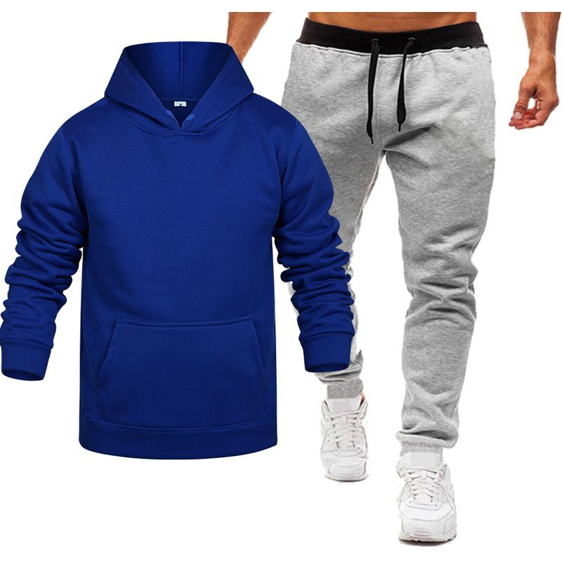 Herrenbekleidung Frühling, Herbst und Winter Herren- und Damenfreizeit Europäischer Code Blanko Einfarbiger Anzug Vlies Lockerer Pullover und Hose Zweiteiliges Set_voghion.com