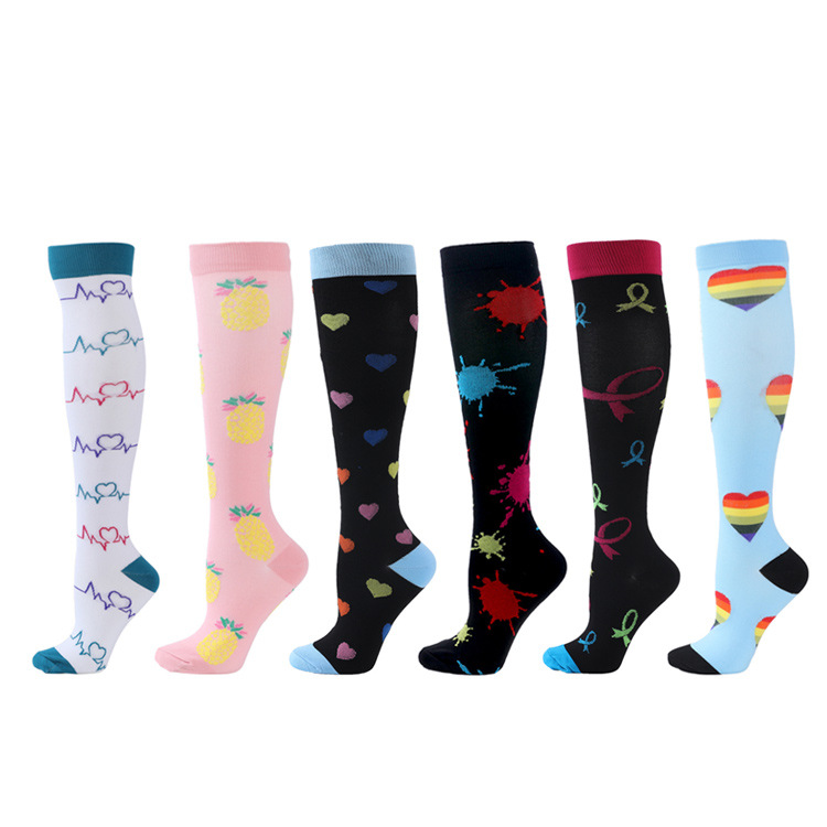 Spot casual outdoor skipping rope pressure socks adult sports socks sports color striped socks elastic socks compression socks combination_voghion.com