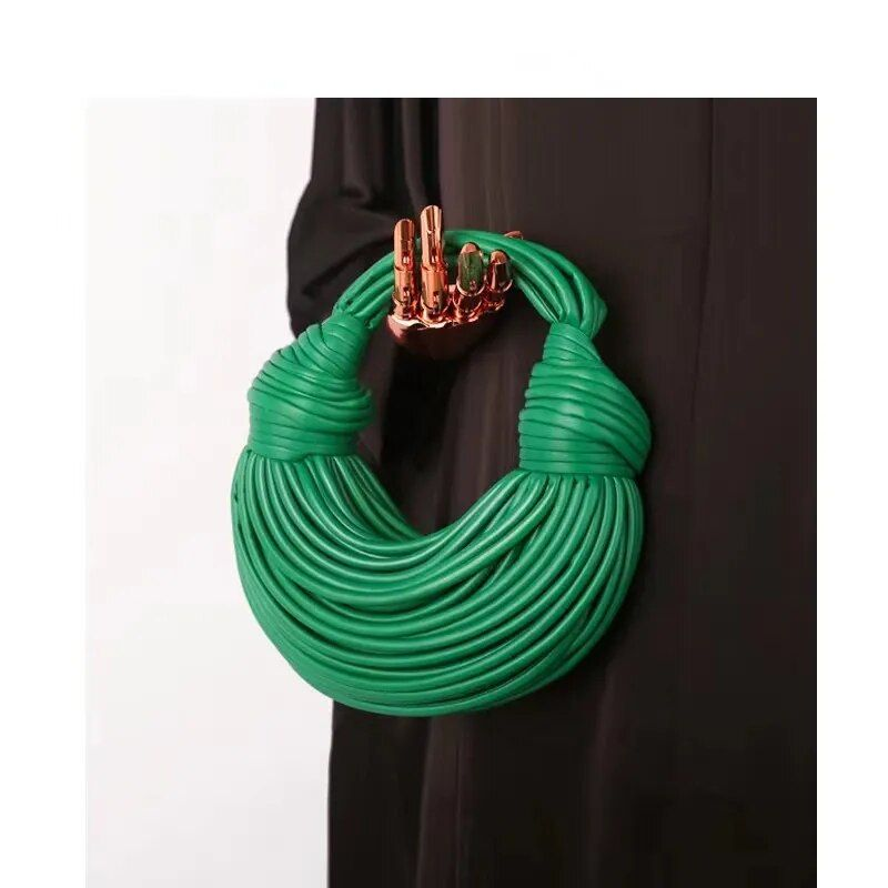 Handbags For Women 2024 New In Gold Luxury Designer Brand Handwoven Noodle Bags Rope Knotted Pulled Hobo Silver Evening Clutch_voghion.com