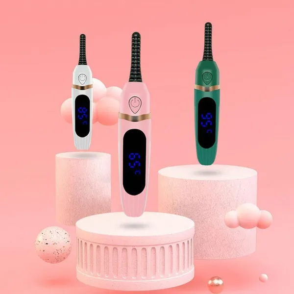 Rizador de pestañas eléctrico portátil, recargable por USB, herramienta de maquillaje con clip._voghion.com