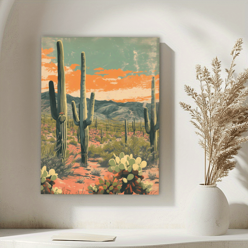 Summer Desert Cactus Bohemian Canvas Prints Painting- Perfect Choice For Living Room, Bedroom, Kitchen._voghion.com