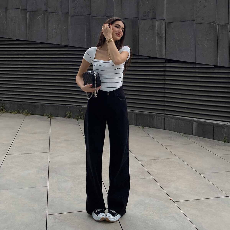 Vêtements pour femmes Jeans à jambe large multicolores Tendances de la rue Couleur unie Denim ample et polyvalent_voghion.com