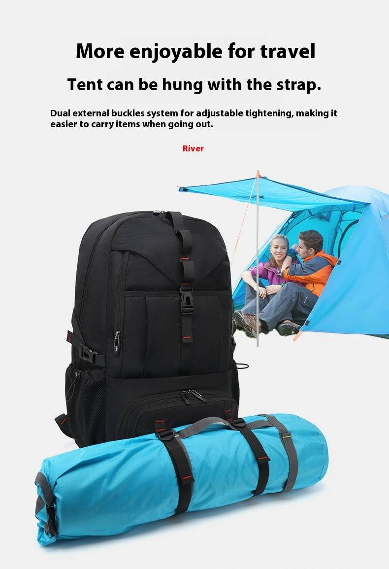 Men's Large Capacity Backpack With Shoe Compartment, Expandable Laptop Backpack For Travel, Outdoor Hiking, Water-Resistant Design (Sizes 50L-80L)_voghion.com