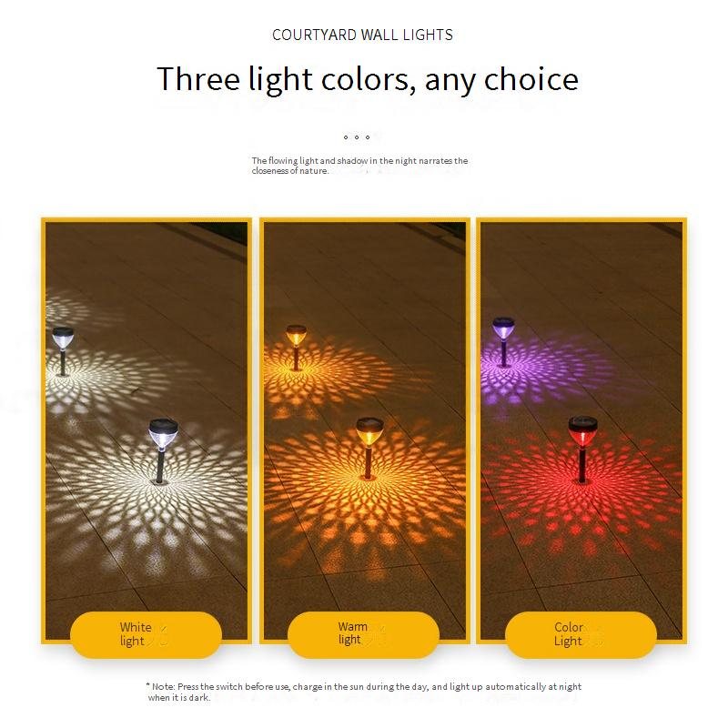 Upgraded Solar LED Lawn Light With Projection - Warm Yellow Light, Waterproof Outdoor Garden Light For Patio, Yard, Pathway Decoration_voghion.com