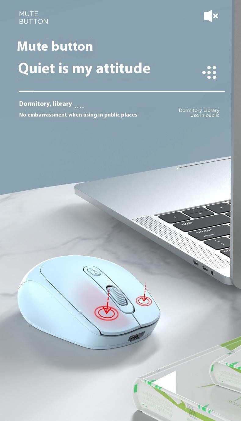 3-Button Silent Wireless Mouse – Slim Bluetooth & 2.4G Dual Mode (1600 DPI, Plug & Play, 12cm Compact Design, For Office/Travel)_voghion.com