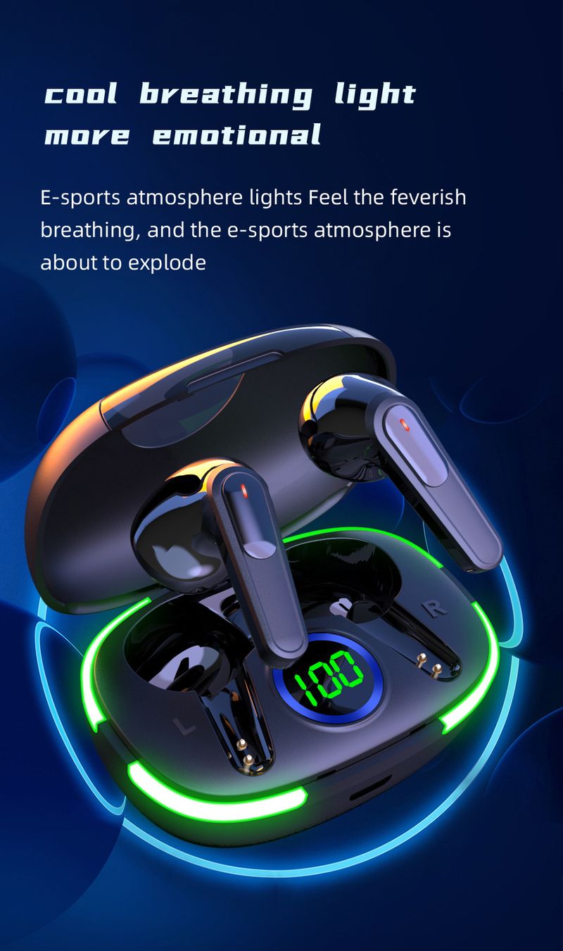 PRO80 TWS Gaming Bluetooth Kabellosen Headset Sport Stereo Atmungsliicht Digital Display Hall Schalter_voghion.com
