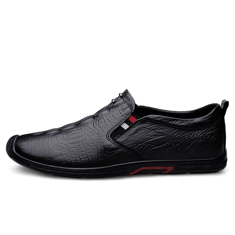 Herrenschuhe, Herren-Freizeitschuhe aus Leder, Mütze mit Krokodilmuster_voghion.com