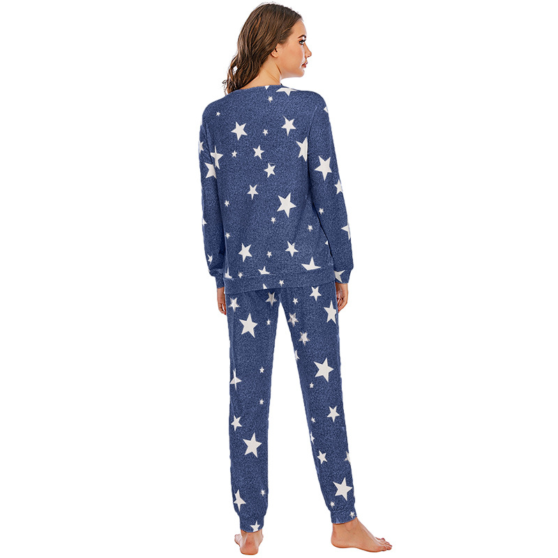 Pyjama étoile à cinq branches pour femmes, vêtements décontractés à manches longues pour dames, vêtements de maison, nouvelle collection_voghion.com